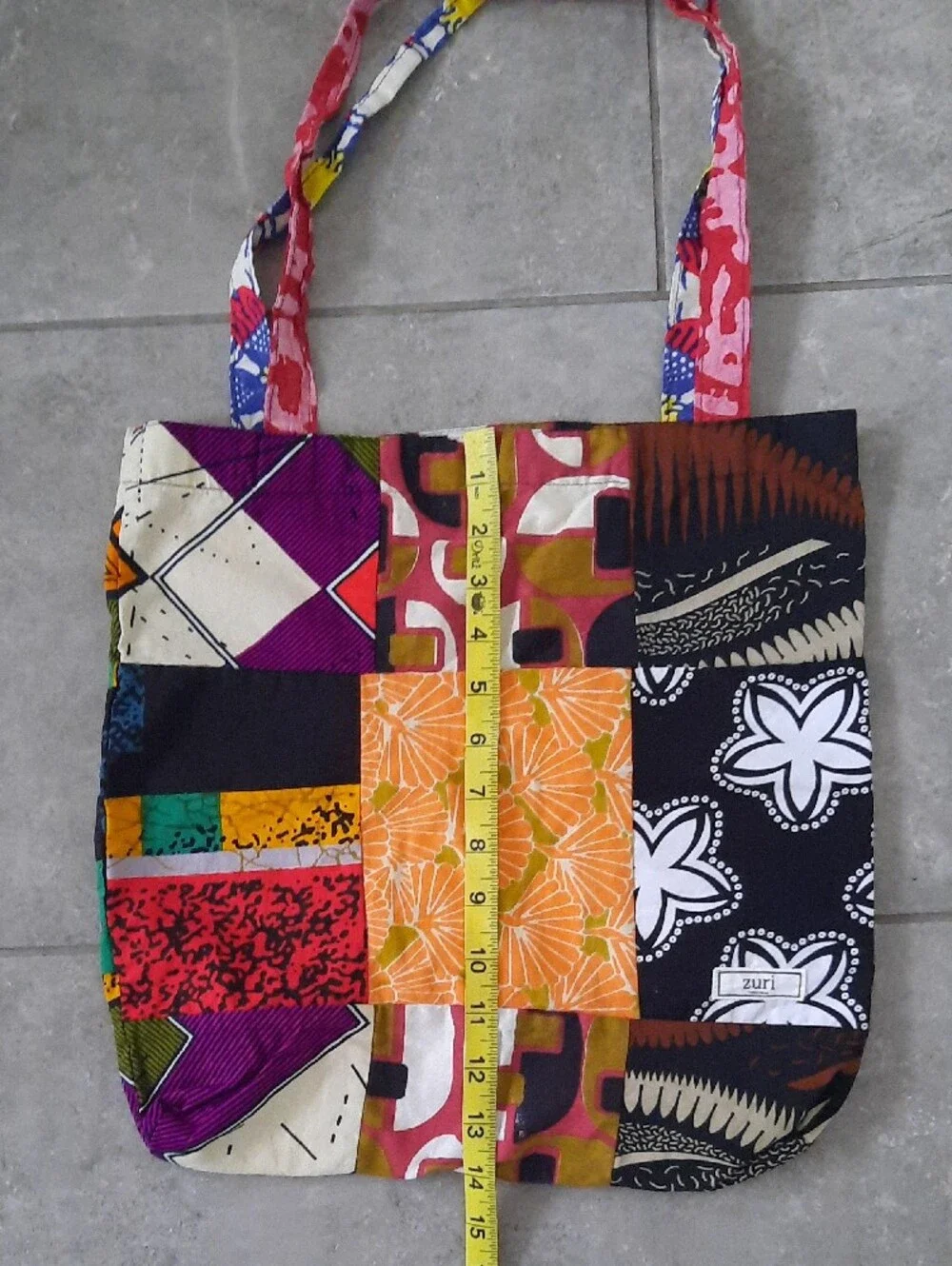 Zuri Patchwork Multicolor Cotton Tote Bag - Vibrant Floral & Geometric Panels